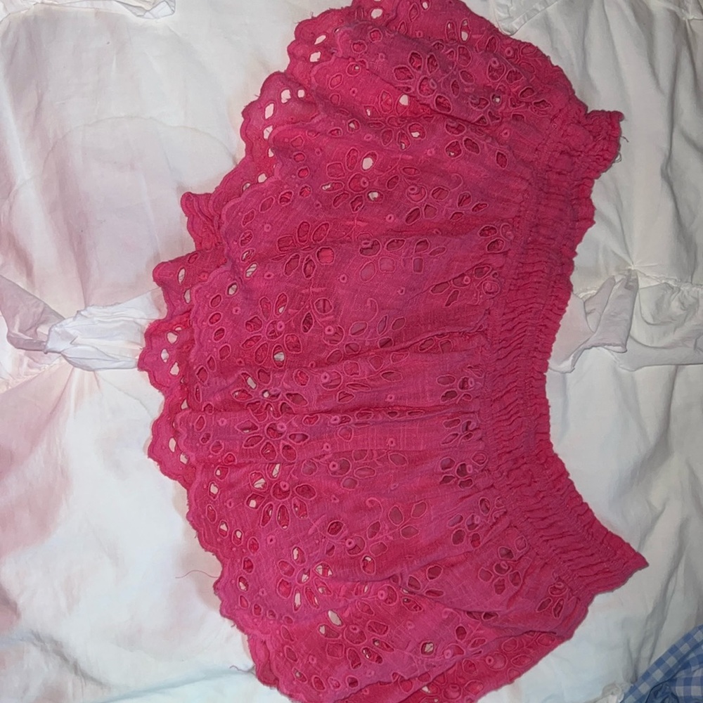 Free people eyelet pink crop top
